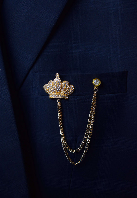 Golden Crown Chain Brooch / Lapel Pin